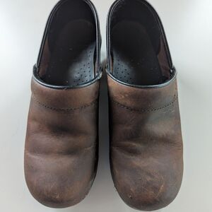 Dansko Brown Leather Slip-On Clogs